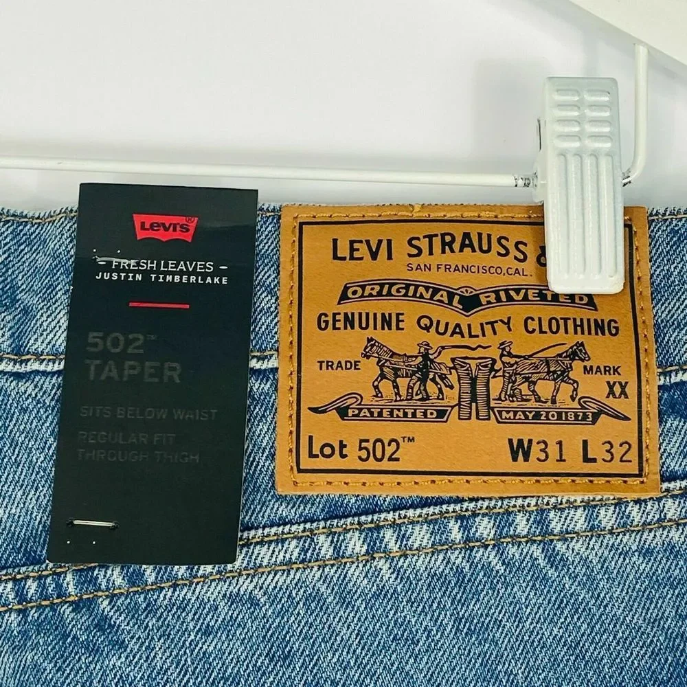 Levi's 502 Taper Distressed Jeans 31x32 NEW‎ Justin Timberlake Fresh Leaves